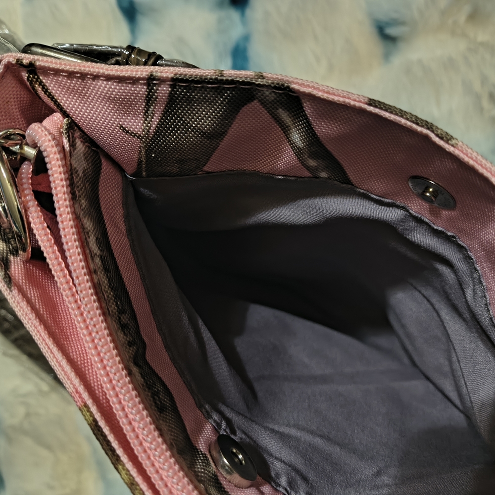 Realtree Pink Camouflage Crossbody Bag with Brown Buckle Accents - Picture 8 of 15